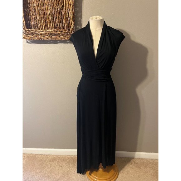 Anthropologie Maeve Bristol Maxi Dress Small Black Stretch Washable - Picture 2 of 11